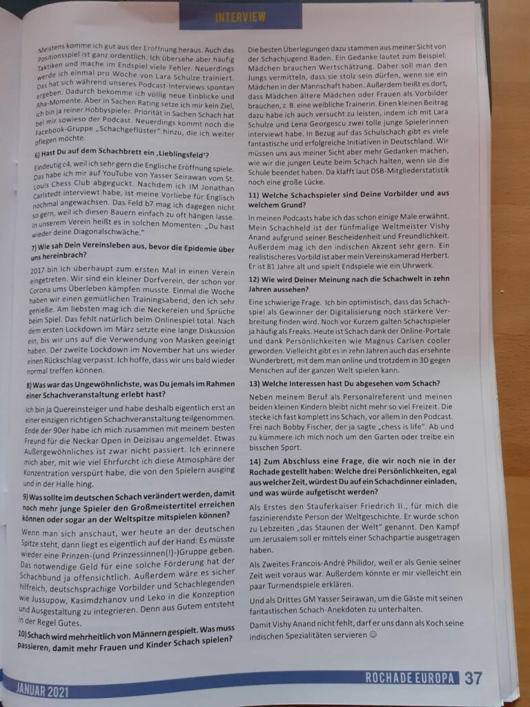 Interview Michael Busse in der Rochade Europa (2)