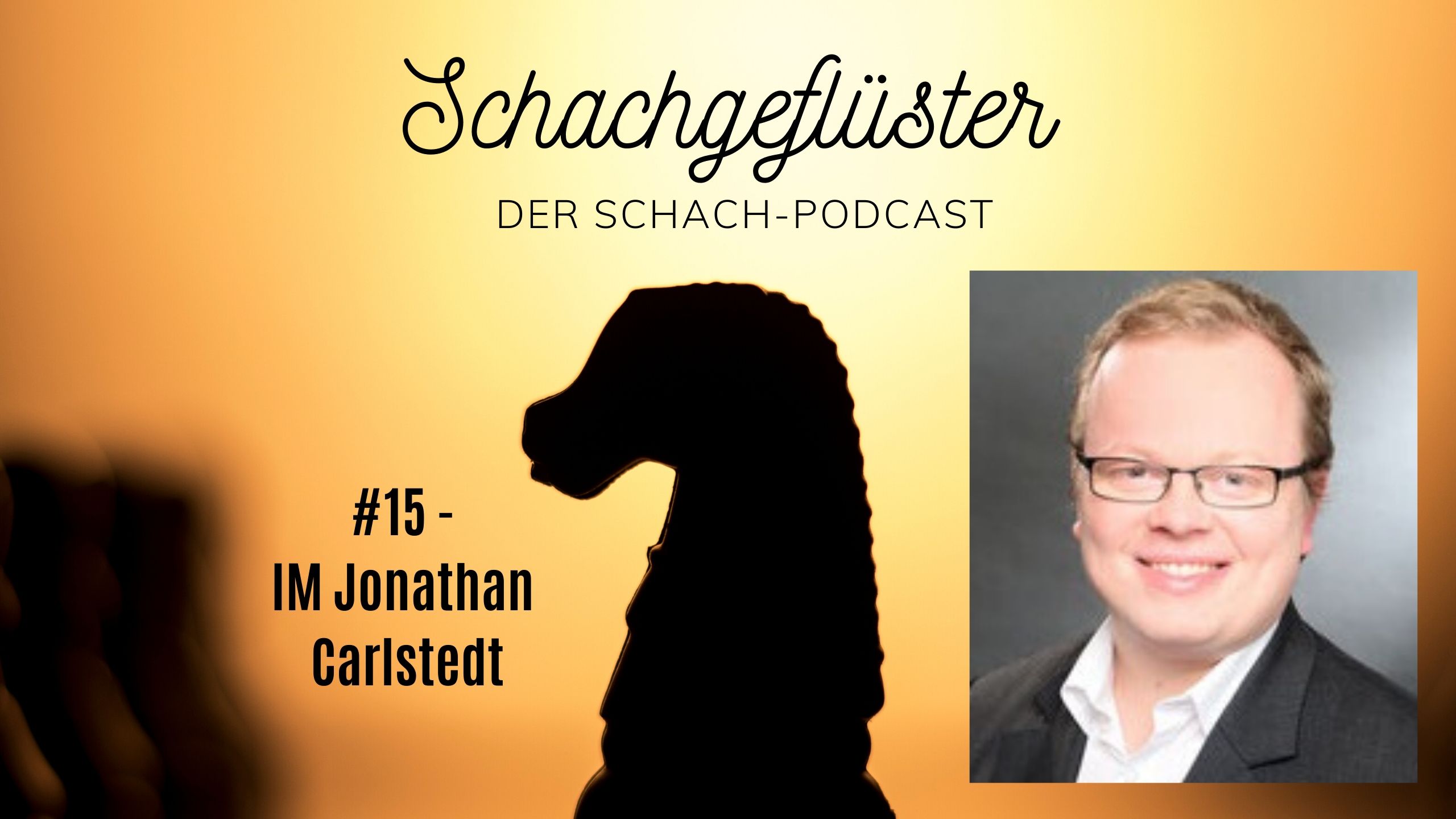 Schachgeflüster Logo mit Schachtrainer Jonathan Carlstedt